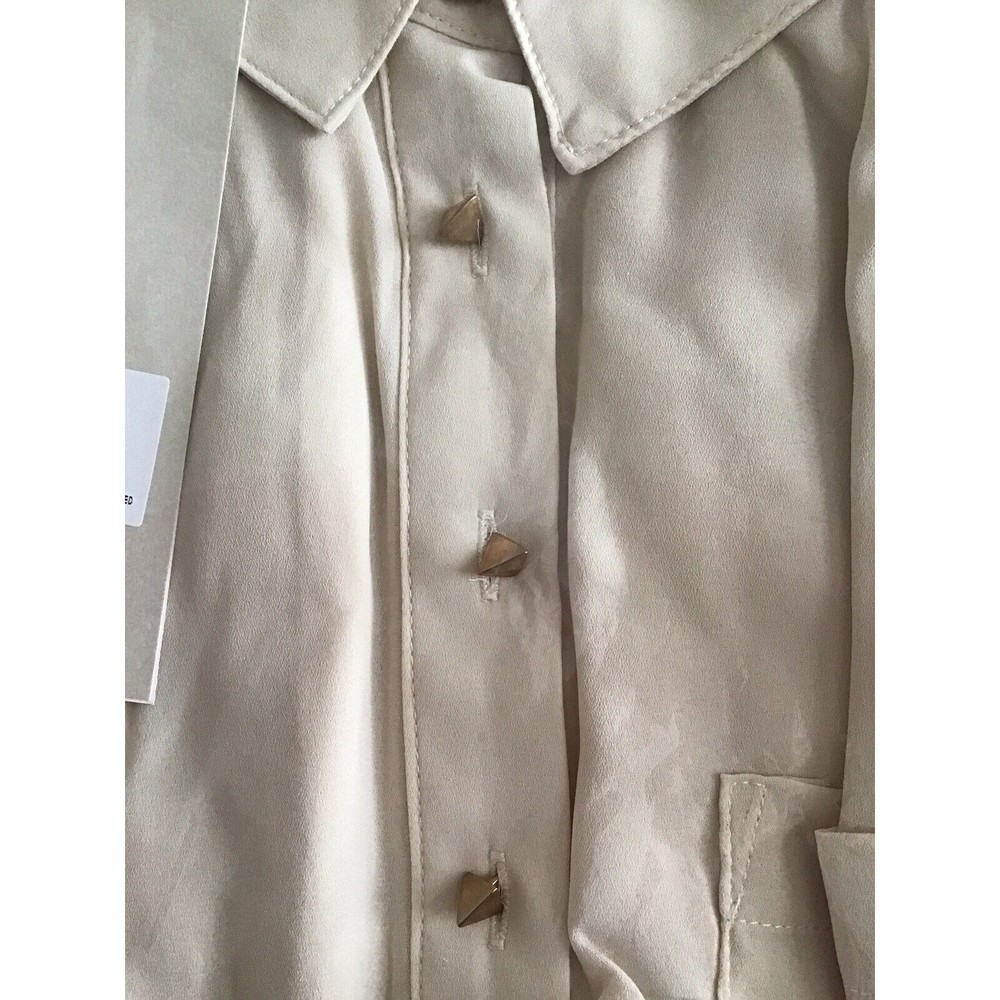 Grifflin Paris Women's Shirtdress Cream Beige Size Medium Large Hi-Low Belted - Picture 7 of 9